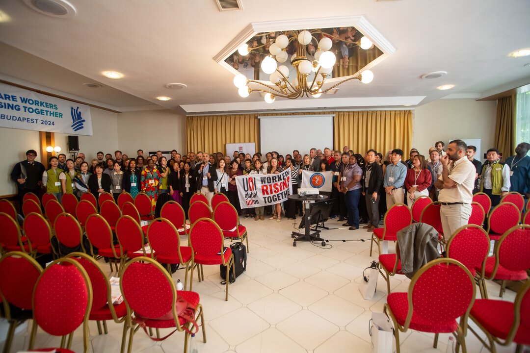 The union forever defending our rights,
Down with the blackleg, the workers unite.
With our brothers and our sisters from many far-off lands,
There is power in a union!