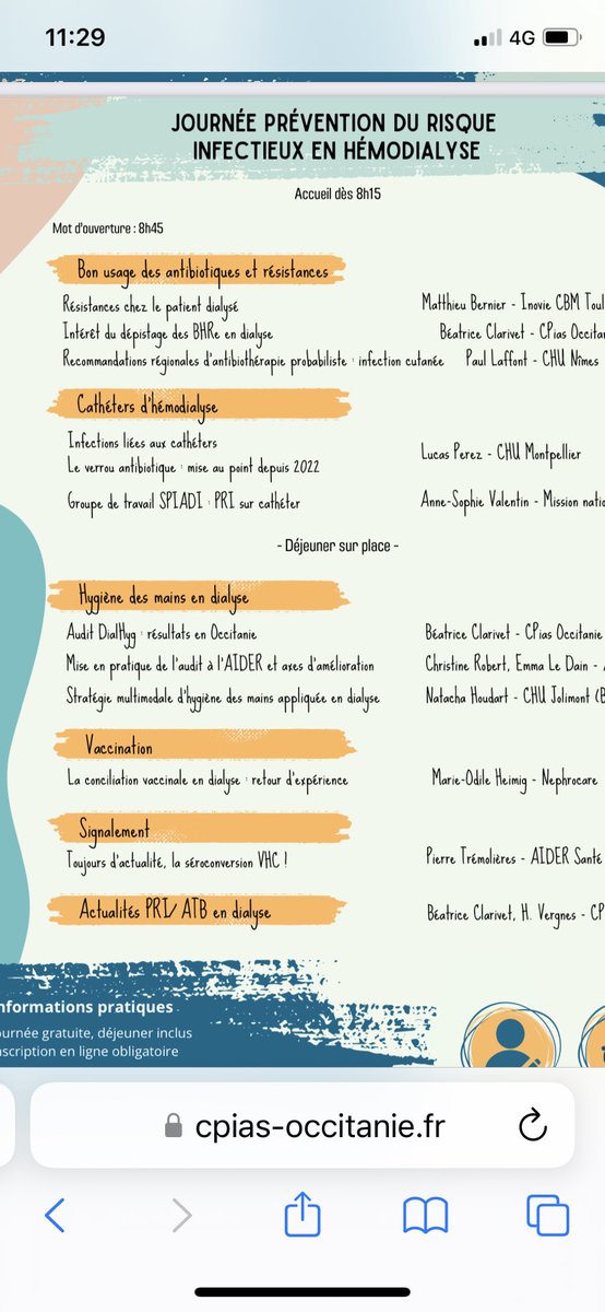Journée PRI en Hémodialyse sur Lezignan Corbières , un programme alléchant ! L’ensemble des diaporamas seront en ligne sur notre site <a href="/CPIASOccitanie/">CPIAS Occitanie</a> <a href="/Prev_Infection/">RéPIA</a>