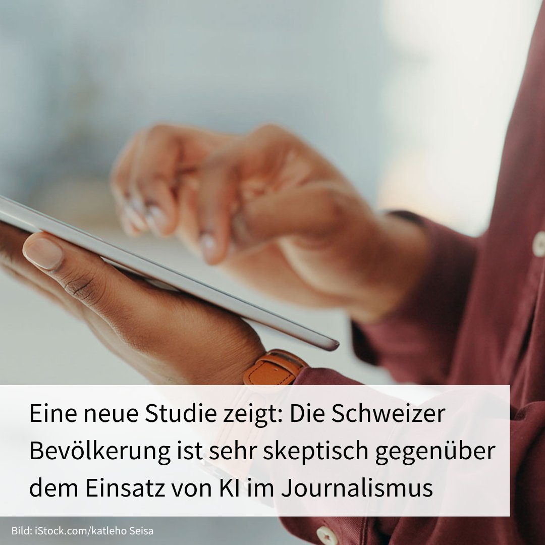 Zweifel daran, ob die Medien verantwortungsvoll mit Künstlicher Intelligenz umgehen, sind weit verbreitet, wie eine neue Studie des <a href="/foegUZH/">fög / UZH</a> zeigt. 💡 Die Befragten wünschen sich, dass die Schweizer Medien den Einsatz von KI offenlegen. 🔎

👉 news.uzh.ch/de/articles/ne…