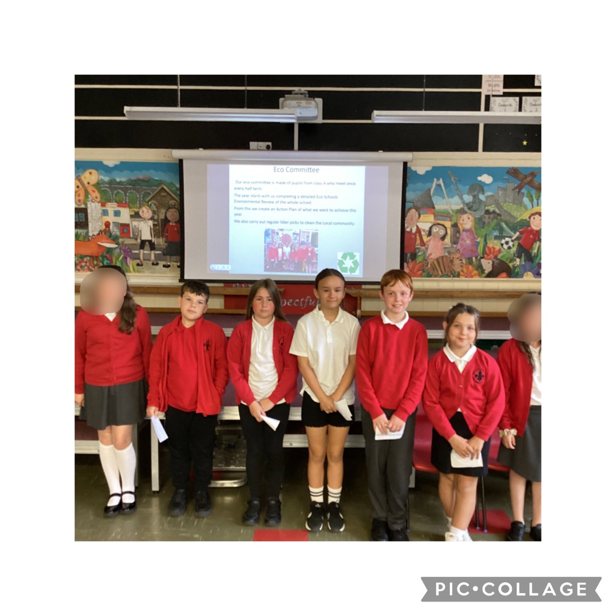 Well done to our new Eco Committee for presenting in their first assembly about all the different areas we look at 👏@EcSchoolsWales
