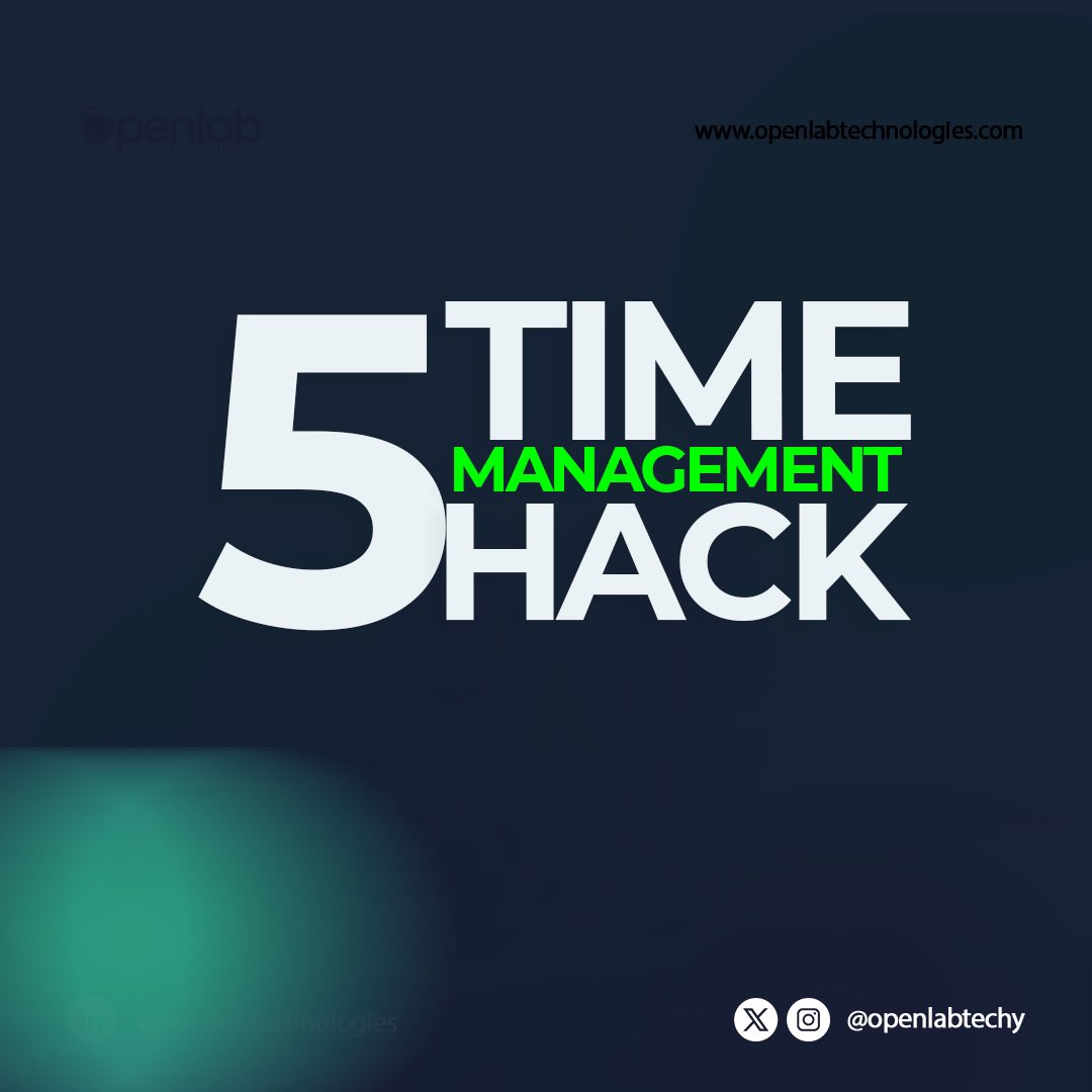 openlabtechy's tweet photo. Struggling with time management? ⏳ 

Check out these 5 easy hacks to boost your productivity and get more done in less time! 

Which tip will you try first? 🥰

#thursday
#tips
#happynewweek
#newweek https://t.co/nmSShyozPF
