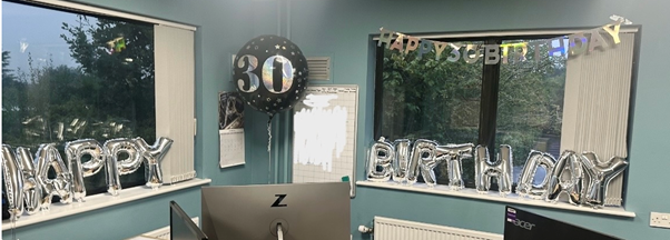 Last week, our Office Manager Becki celebrated a milestone birthday! Not only that, but we welcomed back our Compliance Co-Ordinator Meg Buss after her maternity leave. 

For both events, a handful of the team celebrated 🎉