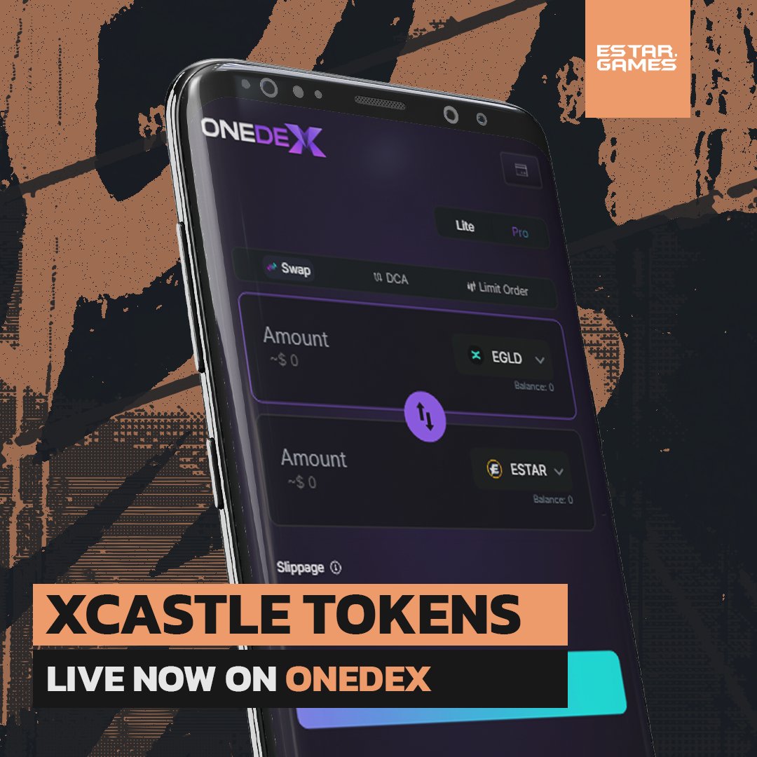 ESTAR.GAMES (@estartoken) on Twitter photo 🏰 Exciting News for xCastle Lords!
<a href="/PulsarMvX/">Pulsar MVX</a> send 0.05 EGLD to 100 Reactions
🎉 The <a href="/xCastleNFT/">x Castle NFT 🏰 - ESTAR.GAMES</a> tokens $FOOD, $IRON, $BEER, $WOOD, $STONE, $WARGEAR are now swappable on <a href="/OneDex_X/">OneDex</a>!
➡️swap.onedex.app/swap
🔄 Easily trade your tokens and enhance your gameplay strategy like 🏰 Exciting News for xCastle Lords!
<a href="/PulsarMvX/">Pulsar MVX</a> send 0.05 EGLD to 100 Reactions
🎉 The <a href="/xCastleNFT/">x Castle NFT 🏰 - ESTAR.GAMES</a> tokens $FOOD, $IRON, $BEER, $WOOD, $STONE, $WARGEAR are now swappable on <a href="/OneDex_X/">OneDex</a>!
➡️swap.onedex.app/swap
🔄 Easily trade your tokens and enhance your gameplay strategy like