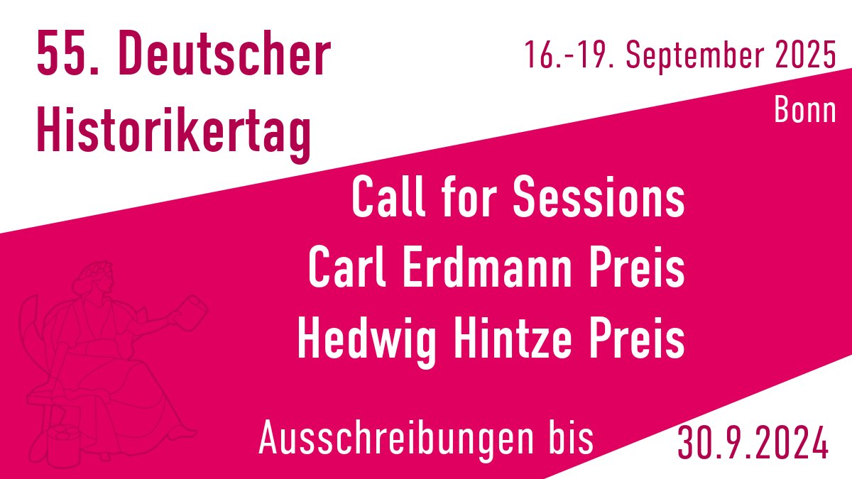 ... apropos Historikertag 2025 in Bonn:
Noch bis zum 30.9. läuft der #CfS und die Ausschreibung der Preise. 

Alle Infos unter: historikerverband.de/historikertage…