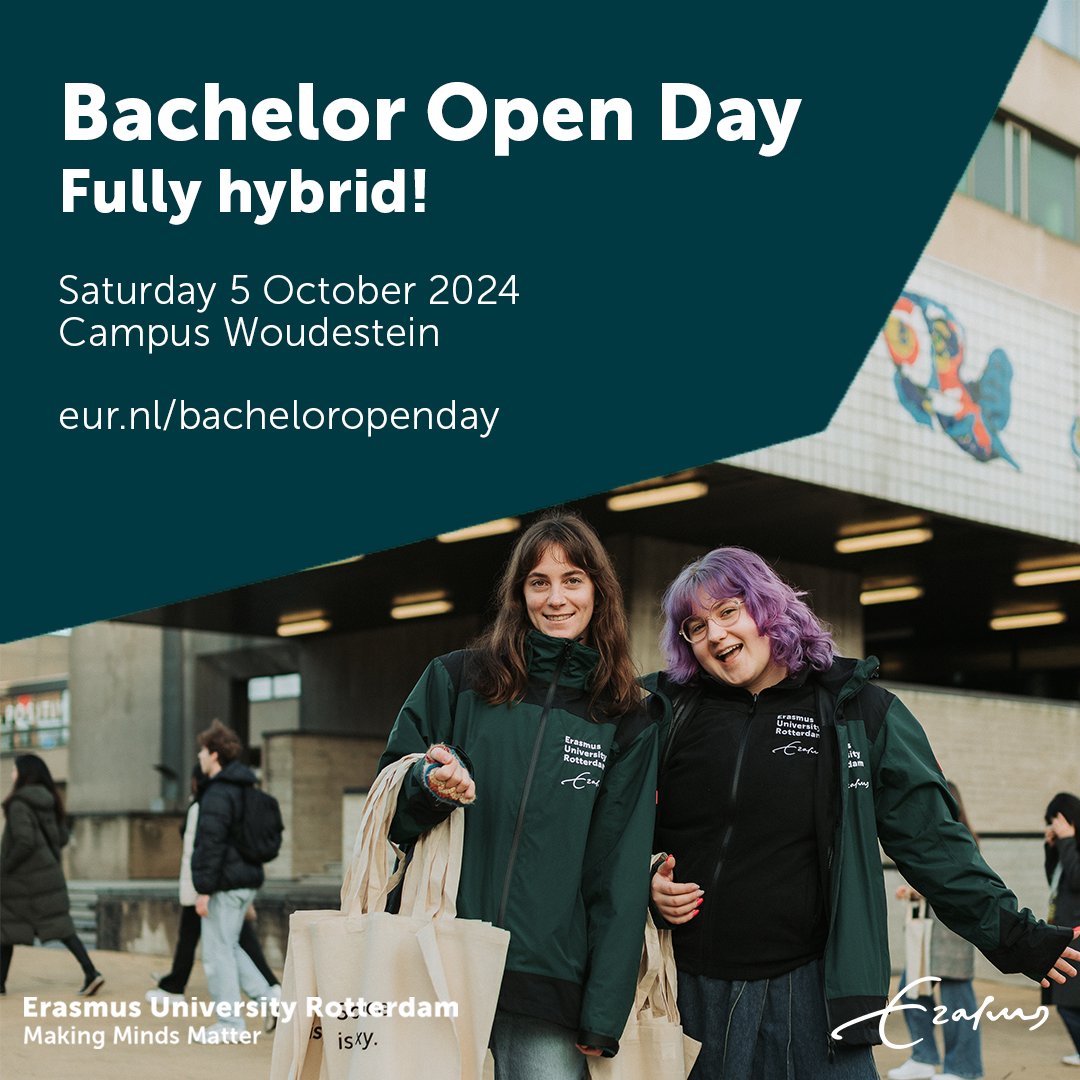 Eager to engage with the big questions that shape our modern world? Join the Bachelor Open Day on Saturday, 5th October (𝗳𝘂𝗹𝗹𝘆 𝗵𝘆𝗯𝗿𝗶𝗱) and discover if studying philosophy is the right fit for you. eur.nl/en/education/b…