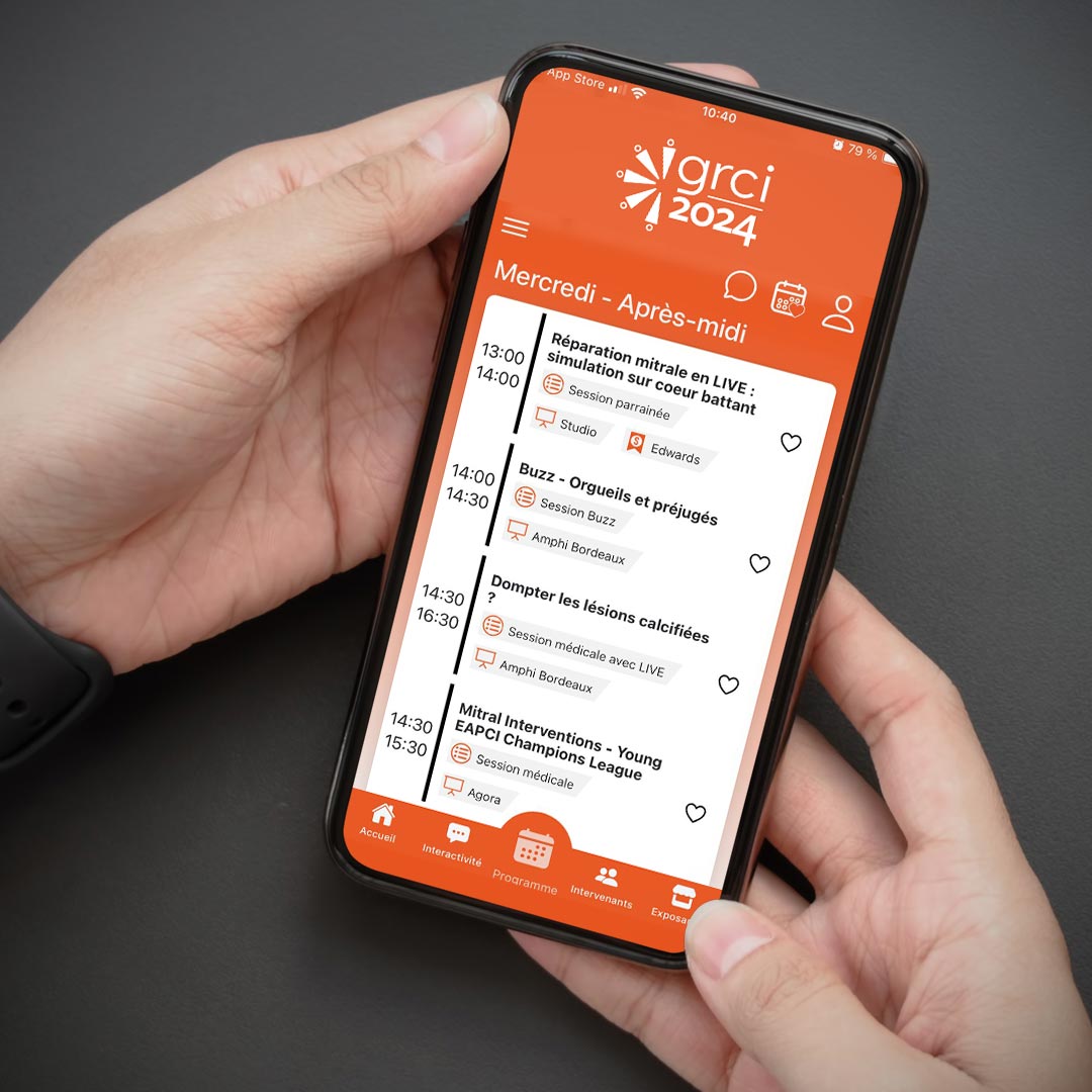 ⏳ J-2 avant le #GRCI ! 🎉
📱 Téléchargez l’app du congrès pour accéder au programme, créer votre planning, et + encore !
Apple : apps.apple.com/fr/app/grci-20…
Android : play.google.com/store/apps/det…

<a href="/HontonB/">Honton Benjamin</a> <a href="/pmtfff/">Motreff Pascal</a> <a href="/gregoirerange/">Range Gregoire</a> <a href="/charlottetroui2/">charlotte trouillet</a> <a href="/AdjedjJulien/">Adjedj Julien</a> <a href="/guilbon/">Guillaume Bonnet</a> <a href="/SanguinetiDr/">Francesca Sanguineti</a>
