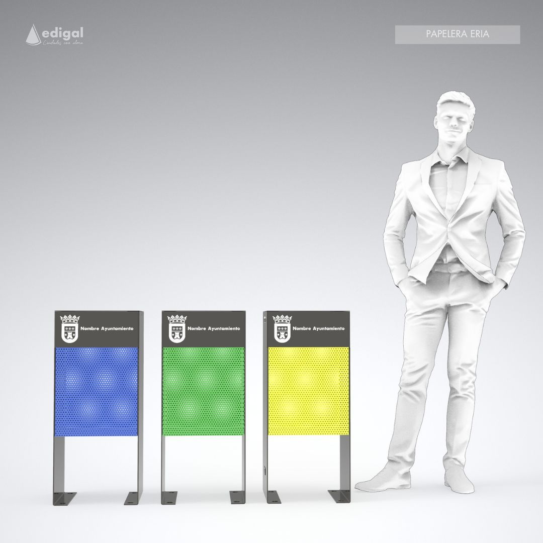 ♻️ Nueva Papelera Eria
Diseño moderno y versátil, la papelera Eria se adapta a cualquier espacio urbano. Disponible en varios colores, es la opción perfecta para mantener limpias y ordenadas nuestras calles, todo mientras se integra con el entorno de forma elegante y discreta.