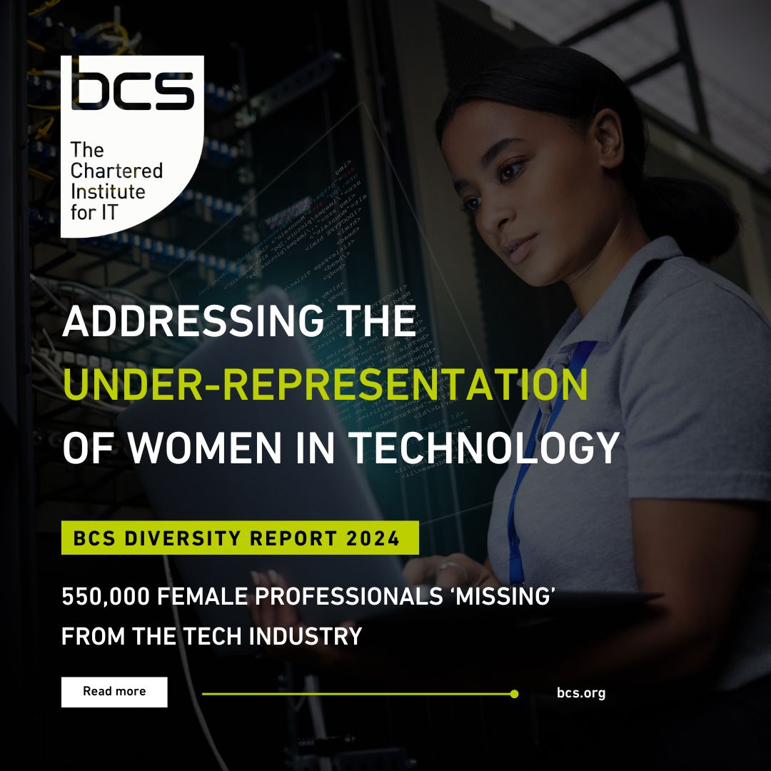 bcs's tweet photo. At BCS, we’re committed to tackling the gender imbalance in tech, as highlighted in our 2024 Diversity Report, with a foreword by @SamanthaNiblet4. Women make up 21% of IT specialists in the UK, and less than 1% are Black women. We call for collaboration to close the gender gap and create more opportunities.

Read more: https://t.co/HBN0khvEgR

#WomenInTech #GenderEquality #MoreWomenInTech #FutureOfTech