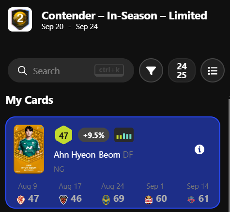 This might be a stupid question but why is Ahn Hyeon-Beom shown as "NG" for next game week?
Any idea @ksoraresorare ?