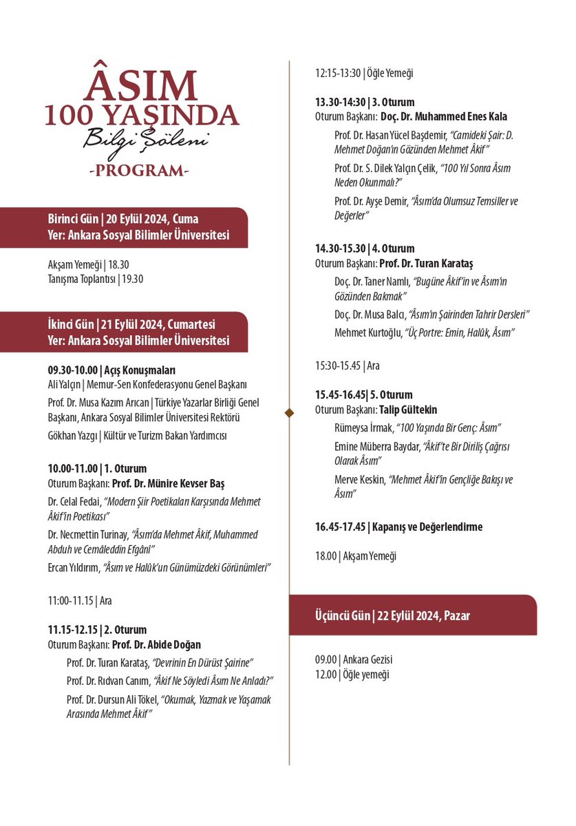 Âsım'ın Nesli Ankara'da Buluşuyor!

Ülkemizin her şehrinden 100 üniversite öğrencisinin katılımlarıyla; TYB Şeref Başkanı Merhum D. Mehmet Doğan’ın Aziz Hatırasına “Âsım 100 Yaşında Bilgi Şöleni” Ankara Sosyal Bilimler Üniversitesi’nde yapılacak.

👉tyb.org.tr/asimin-nesli-a…