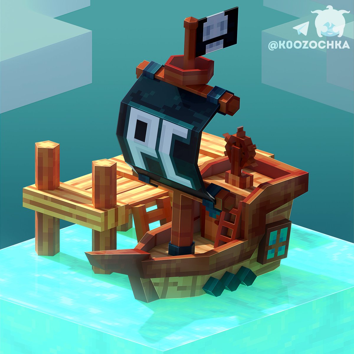 K0zochka's tweet photo. Ship render #Blockbench #redshift #cinema4d #minecraft #lowpoly https://t.co/iNybzVKDho
