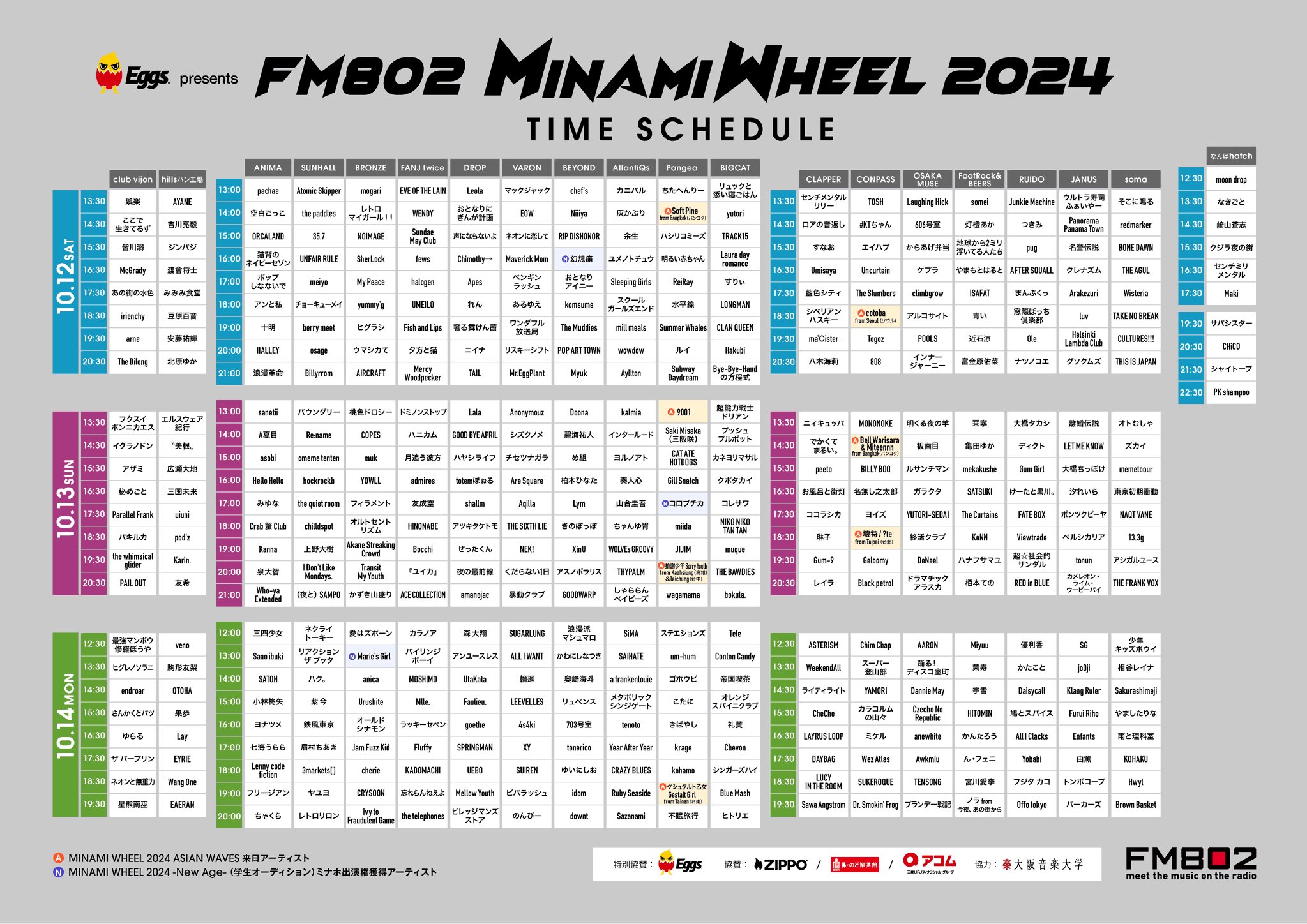enaタイムセール 450組以上が出演！「Eggs presents FM802 MINAMI WHEEL 2023