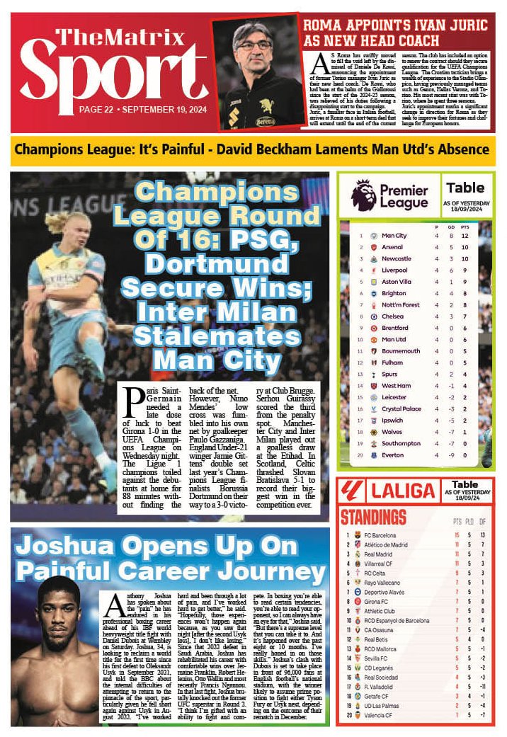 standard_ngr's tweet photo. 17. Matrix Showbiz
- Spotify celebrates a decade of Wizkid Ojuelegba
18. Matrix Sport
- #ChampionsLeague round of 16 PSG, Dortmund secure wins; Inter Milan stalemates Man City
Tags: #SpotifyPlaylist I #CityInter I #PSGGER I #LaCasaDeLosFamososMx2 I #LCDLFM2 I #BRUBVB I #LCK I https://t.co/tmBnAnjelI