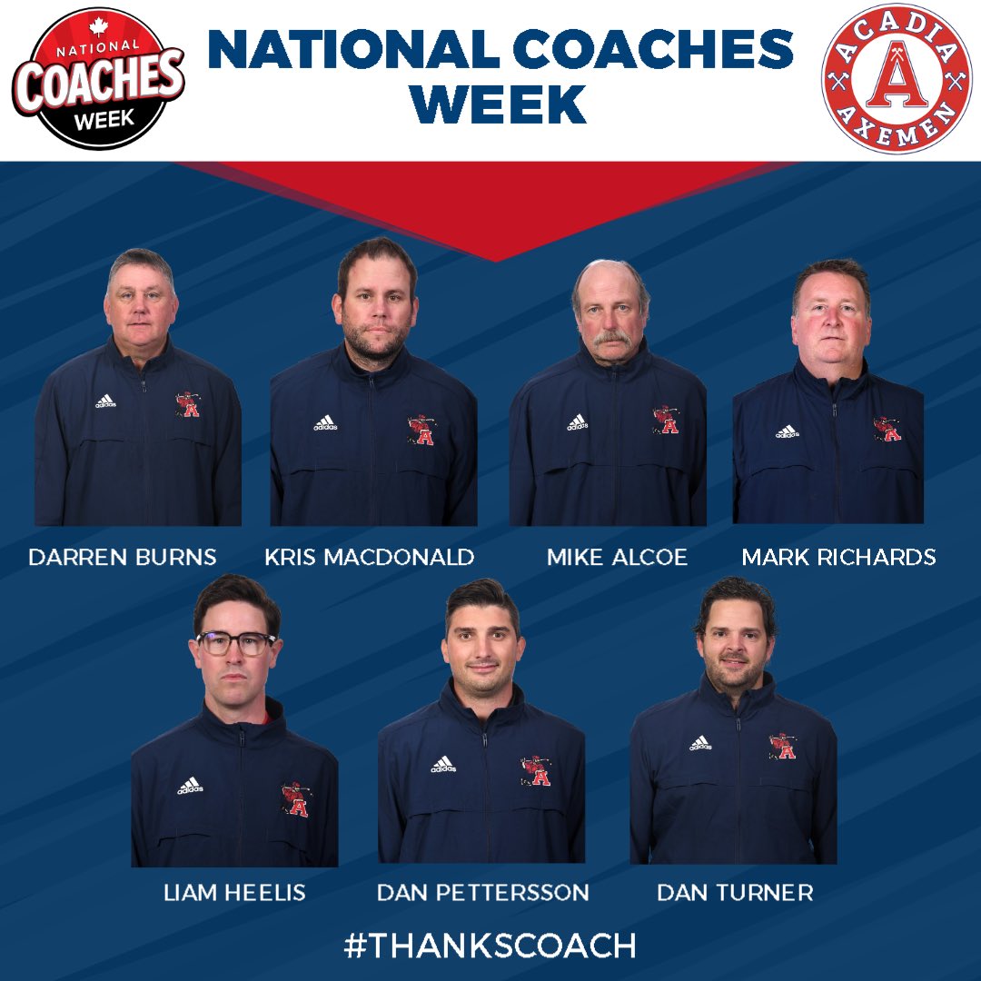 September 16-22 is National Coaches Week and we’d like to take this opportunity to say #ThanksCoach to the coaching staff of the Acadia Axemen hockey program! 🅰️🪓