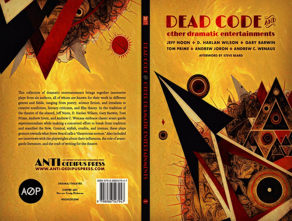 antioedipusp's tweet photo. Our new dramatic collection features #plays by @jeffnoon, @dharlanwilson, @garybarwin, Andrew C. Wenaus, Tom Prime, and Andrew Joron, with an afterword by Steve Beard. DM us for a #reviewcopy.

https://t.co/MrQbxl5U6j

#theatre #drama #avantgarde #absurdism #schizflow https://t.co/N8BskUugat