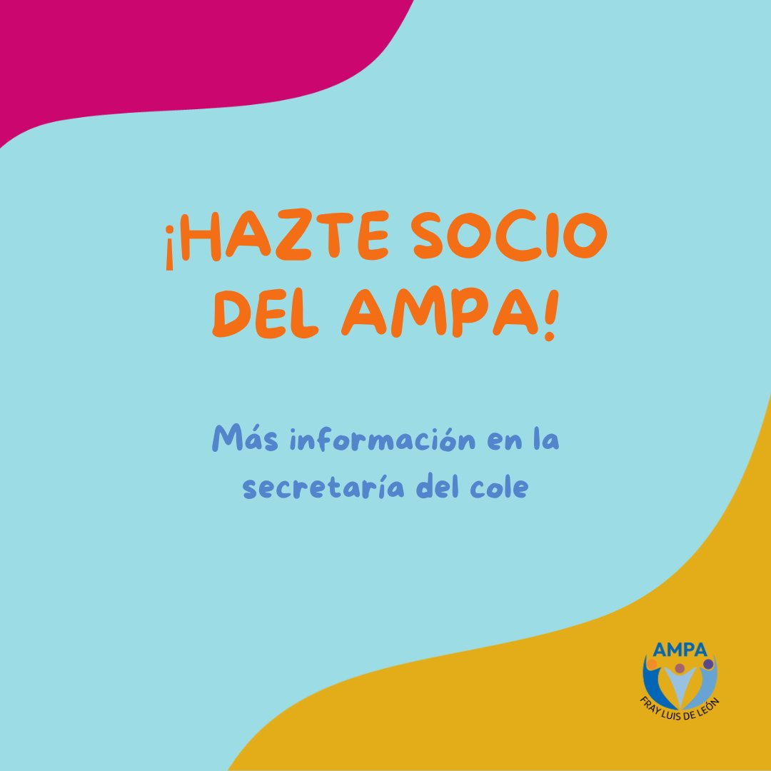 Hazte socio del #ampa

Reuniones con diferentes miembros del centro educativo, eventos anuales… Todo eso y más organizamos en el #ampa.

Si tienes dudas ve a secretaría y pregunta.
¡No te pierdas ser puna parte importante del centro de tus hijos!