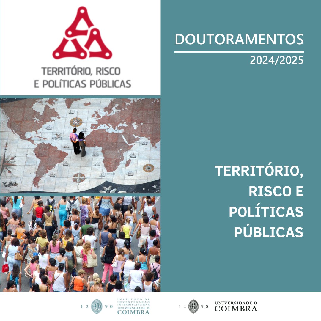 [PhD 2024/2025 | Extraordinary Phase | until October 29th]👩‍🎓🧑‍🎓

⁉️Are you still unsure which <a href="/uc_iii/">Institute of Interdisciplinary Research</a> doctoral programme is right for you?⁉️

🔷PhD in Territory, Risk and Public Policies

🔗Info: uc.pt/en/iii/educati…

✅The <a href="/uc_iii/">Institute of Interdisciplinary Research</a> and the <a href="/UnivdeCoimbra/">Universidade de Coimbra</a> are waiting for you!