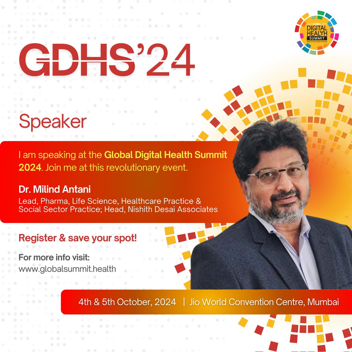 milindantani's tweet photo. I’m excited to announce my participation as a speaker at the Global Digital Health Summit 2024, a summit that will define the future of healthcare. This is your opportunity to engage with global leaders and pioneers in the digital health space. Join the #LeadersSummit https://t.co/dhI6d0qwHc