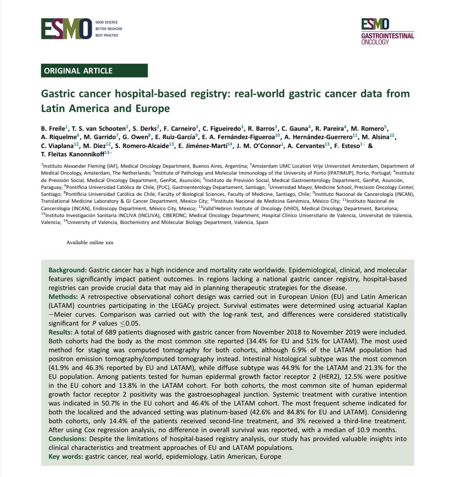 Happy to share the Legacy Consortium hospital based registry results : 1- advanced gastric cancer in EU and LATAM; 2- more agressive phenotypes in LATAM; 3- Few patients are able to receive subsequent therapies after first line in both regions . <a href="/LegacyH2020/">LEGACyH2020</a>