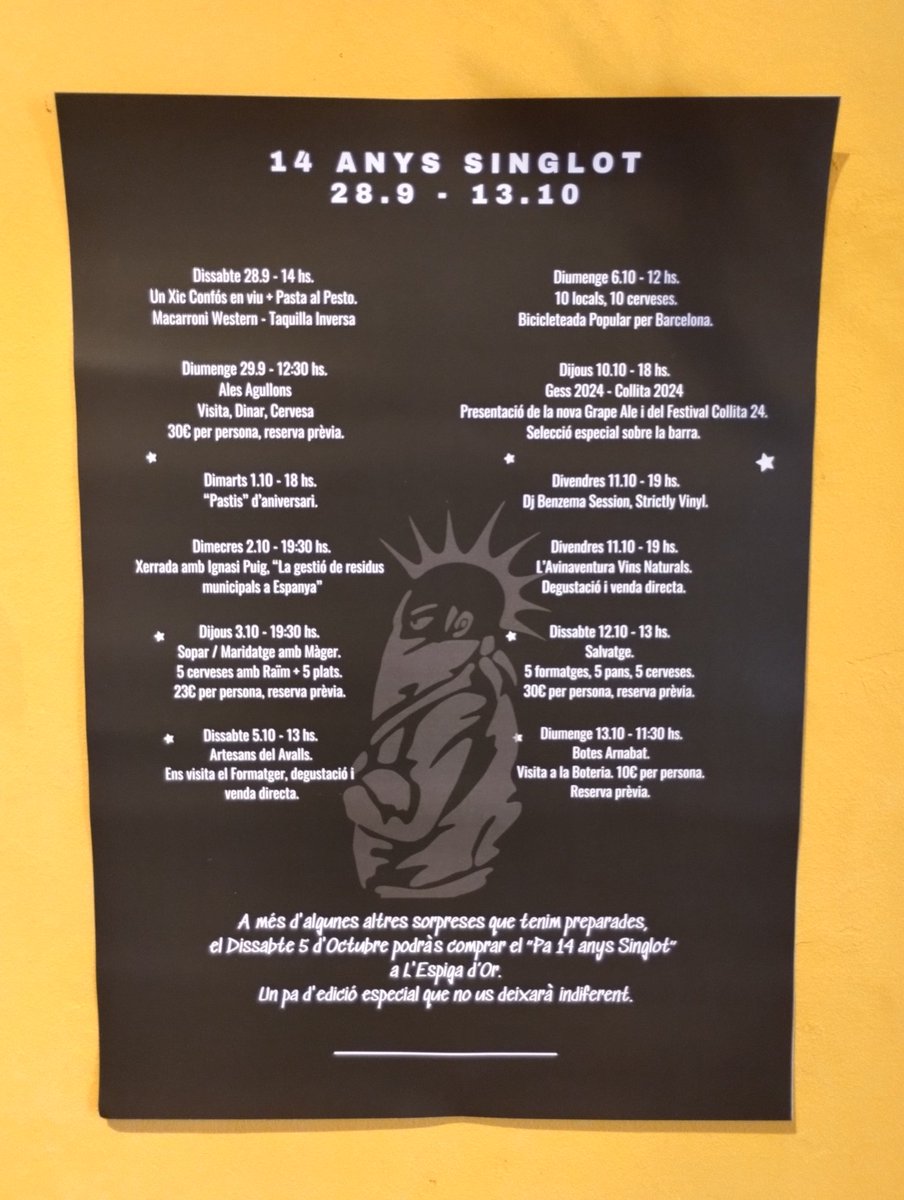 Del 28 de Setiembre al 13 de Octubre.

#14anysSinglot