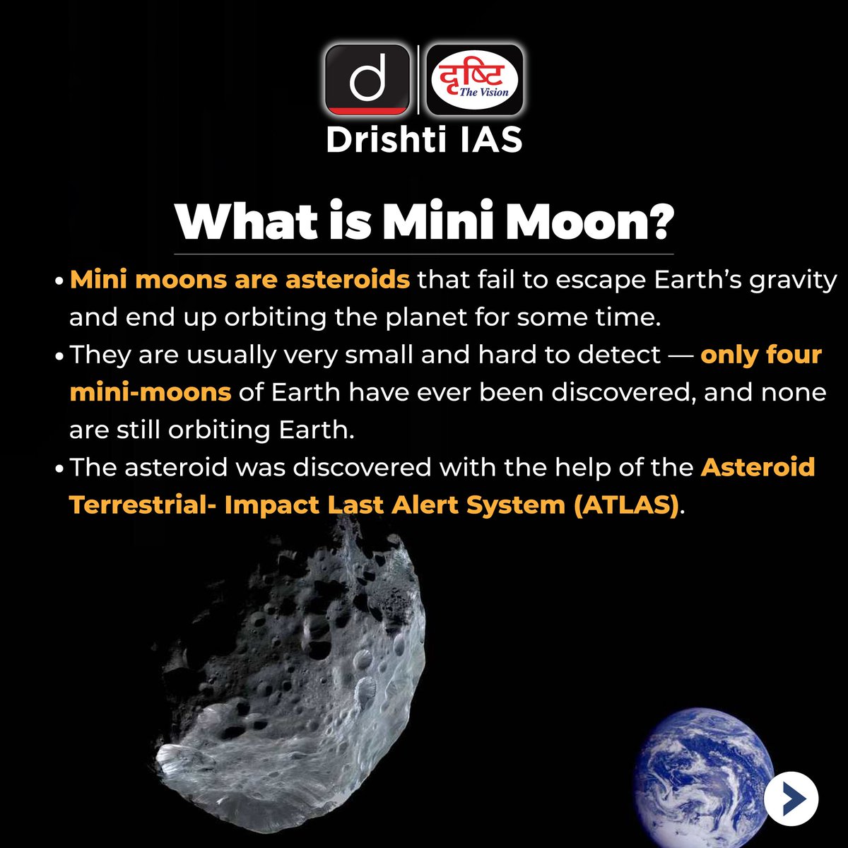 drishtiiaseng's tweet image. Read about the Mini Moon in September!

#DrishtiDailyBrief #MiniMoon #Asteroid #ATLAS #Space #Astronomy #Science #ISRO #NASA #JAXA #ESA #Earth #SpaceExploration #Universe #SolarSystem #UPSC #IAS #DrishtiIAS #DrishtiIASEnglish