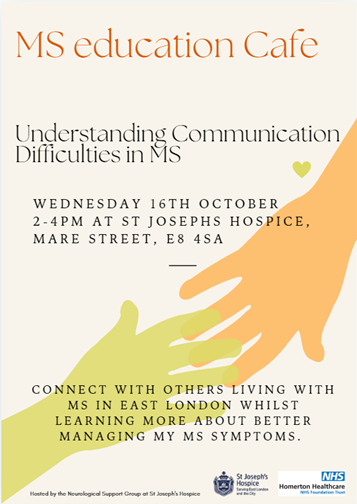 acrt_homerton (@acrt_homerton) on Twitter photo Thrilled to share that this MS Education Cafe will now run at <a href="/StJoHospice/">St Joseph's Hospice</a> every other month. This is a great opportunity to meet other people living with multiple sclerosis as well as receive up to date information to support you manage the condition. <a href="/mssocietyuk/">MS Society UK</a> <a href="/mssociety/">National MS Society</a> Thrilled to share that this MS Education Cafe will now run at <a href="/StJoHospice/">St Joseph's Hospice</a> every other month. This is a great opportunity to meet other people living with multiple sclerosis as well as receive up to date information to support you manage the condition. <a href="/mssocietyuk/">MS Society UK</a> <a href="/mssociety/">National MS Society</a>
