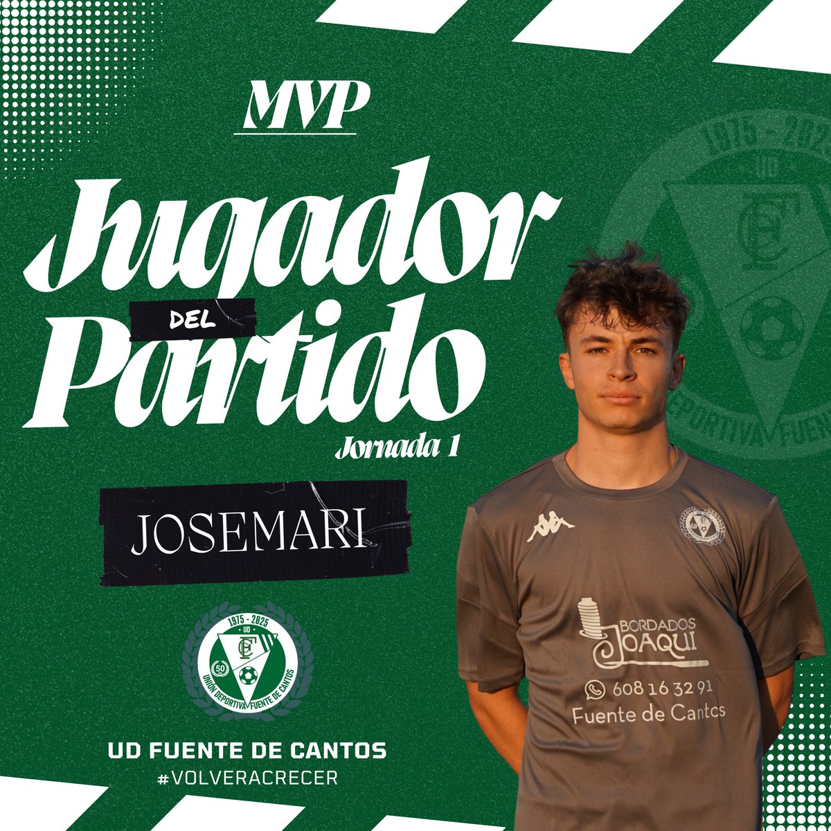 #MVP

‼️MVP JORNADA 1‼️

💚 Afición, vosotros lo habéis decidido…

🏆 El Jugador del Partido de la Jornada 1 del pasado domingo ante el <a href="/CDUsagreO/">CDUsagre OFICIAL</a> es….

- JOSEMARI -

Enhorabuena!! 

#VolverACrecer