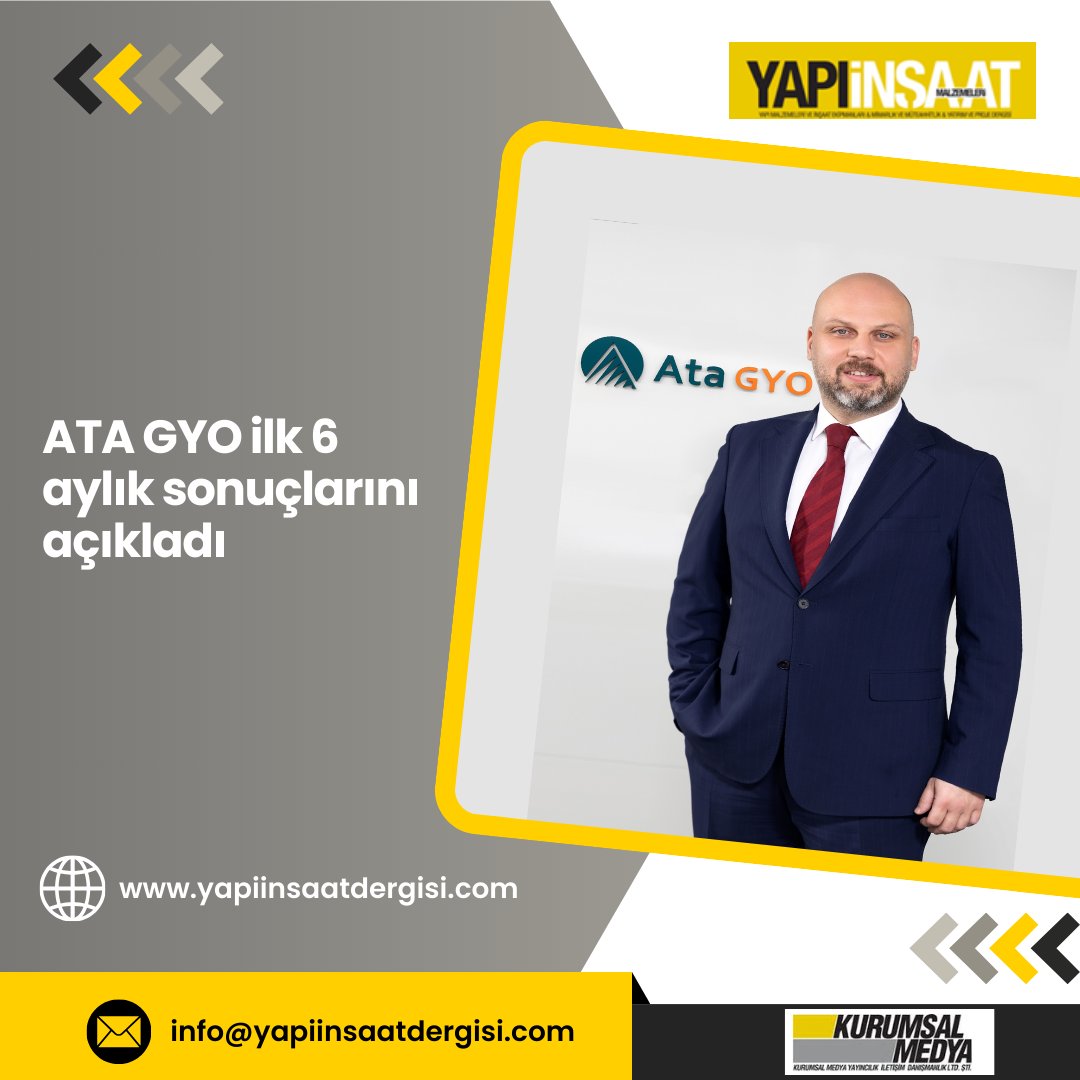 yapiinsaatdergi's tweet photo. ATA GYO ilk 6 aylık sonuçlarını açıkladı

https://t.co/05ALPYOHTN https://t.co/nNA5tq2pK2