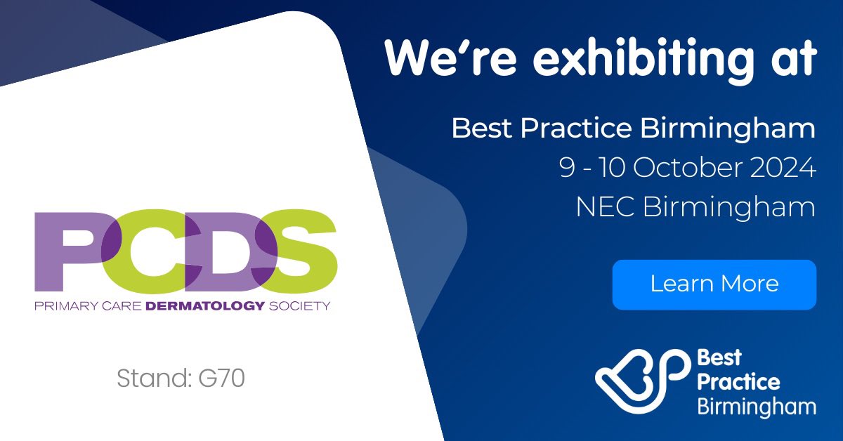 Dermatology Society (@pcdsuk) on Twitter photo Come and see us <a href="/BestPracticeUK/">Best Practice</a> in Birmingham next month and see what our society can offer you!
#dermatology #primarycare #generalpractice Come and see us <a href="/BestPracticeUK/">Best Practice</a> in Birmingham next month and see what our society can offer you!
#dermatology #primarycare #generalpractice