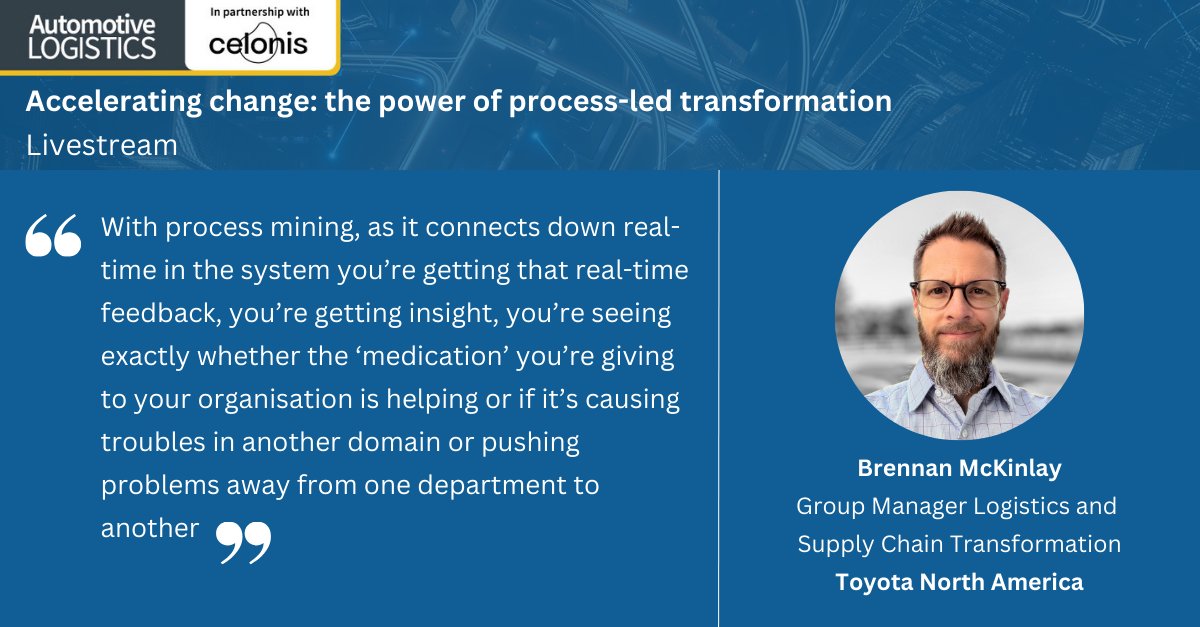 Last Tuesday, industry leaders from Toyota North America, PwC, and Celonis shared cutting-edge insights on how process-led transformation is reshaping the automotive industry’s supply chain.

Want to learn more? Watch the full session on demand: bit.ly/4gnKysO