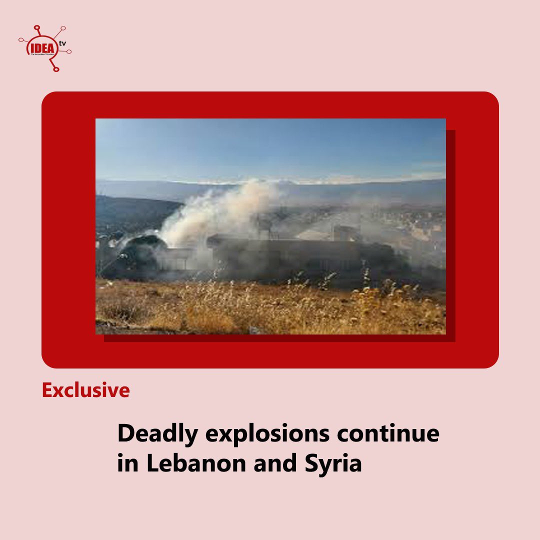 ideatelevision's tweet image. A day after a series of exploding pagers targeted Hezbollah members, causing significant casualties, new explosions have occurred in the region. The attacks have resulted in the deaths of at least 14 people and injured hundreds more. #syria #lebanon #ideatv