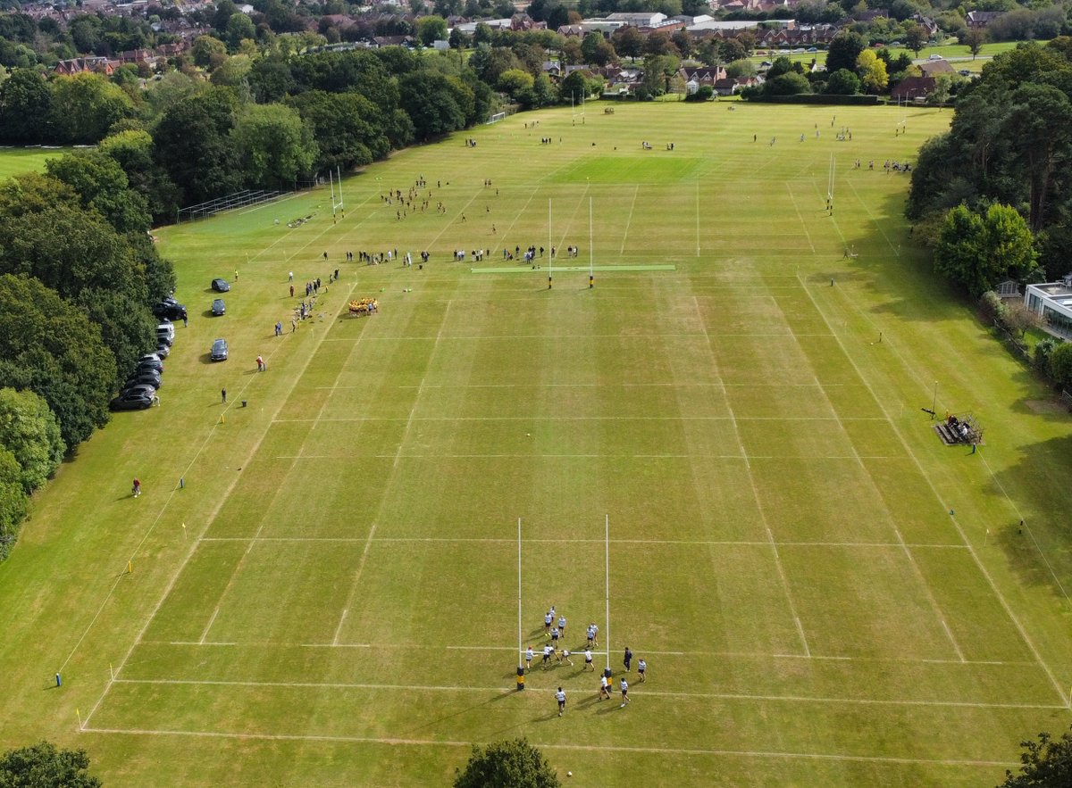 An aerial view of St Andrews last Saturday with three games of rugby taking place ...