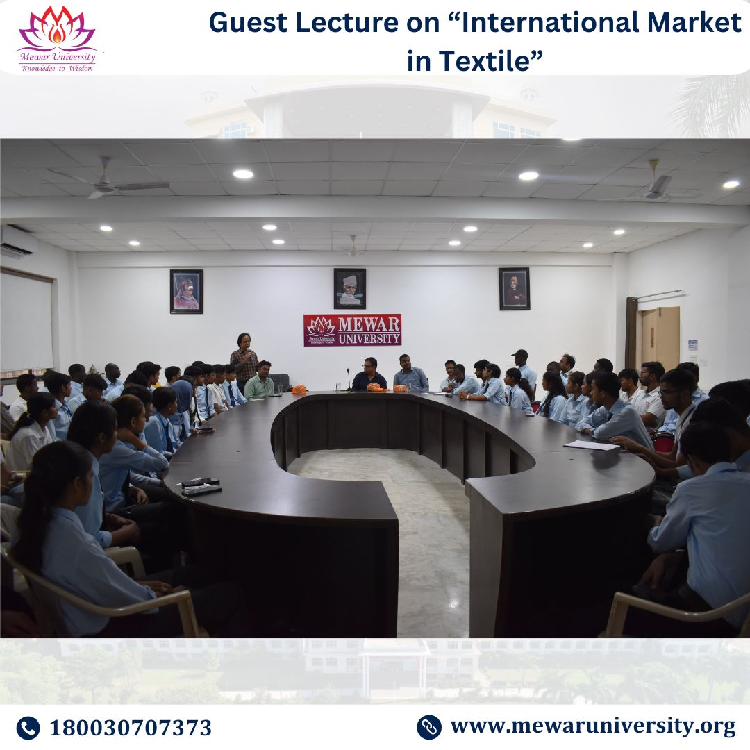 universitymewar's tweet photo. Faculty of Management and Commerce || Guest Lecture on “International Market in Textile”. 👨🏻💼💼👩🏻💼
#GuestLecture #Management #Seminar #Education #Business #BusinessSchool #Students #Finance #MBALife #StudentSuccess #MewarUniversity #TopUniversityInRajasthan #KnowledgeToWisdom https://t.co/gsBtBFAVxi