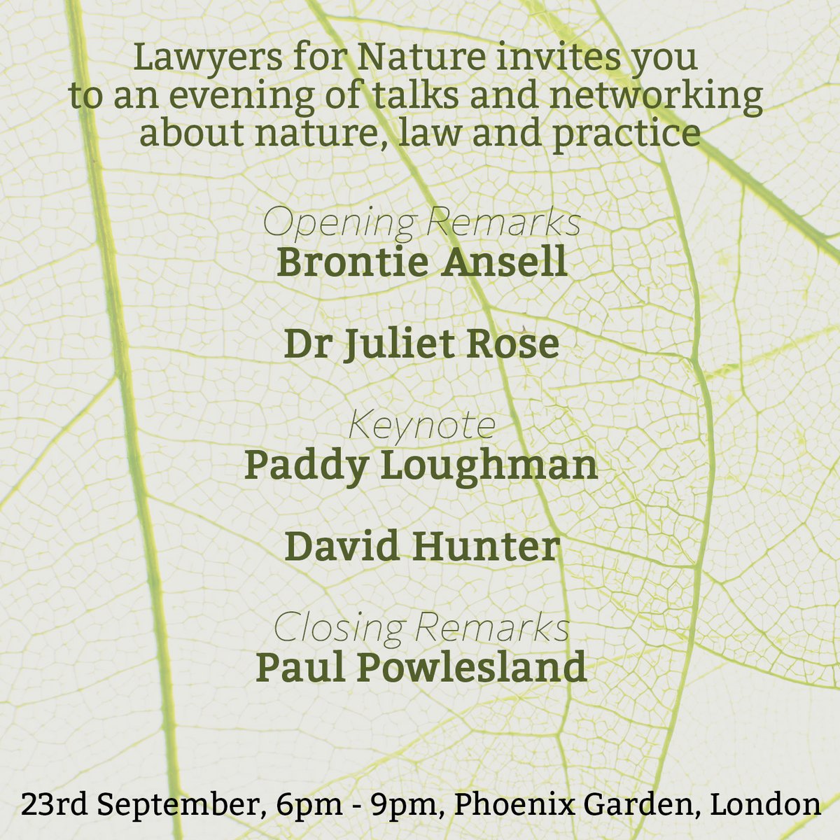 Lawyers for Nature (@lawfornature) on Twitter photo Here is the line up for our first Nature for Lawyers event! Here is the line up for our first Nature for Lawyers event!