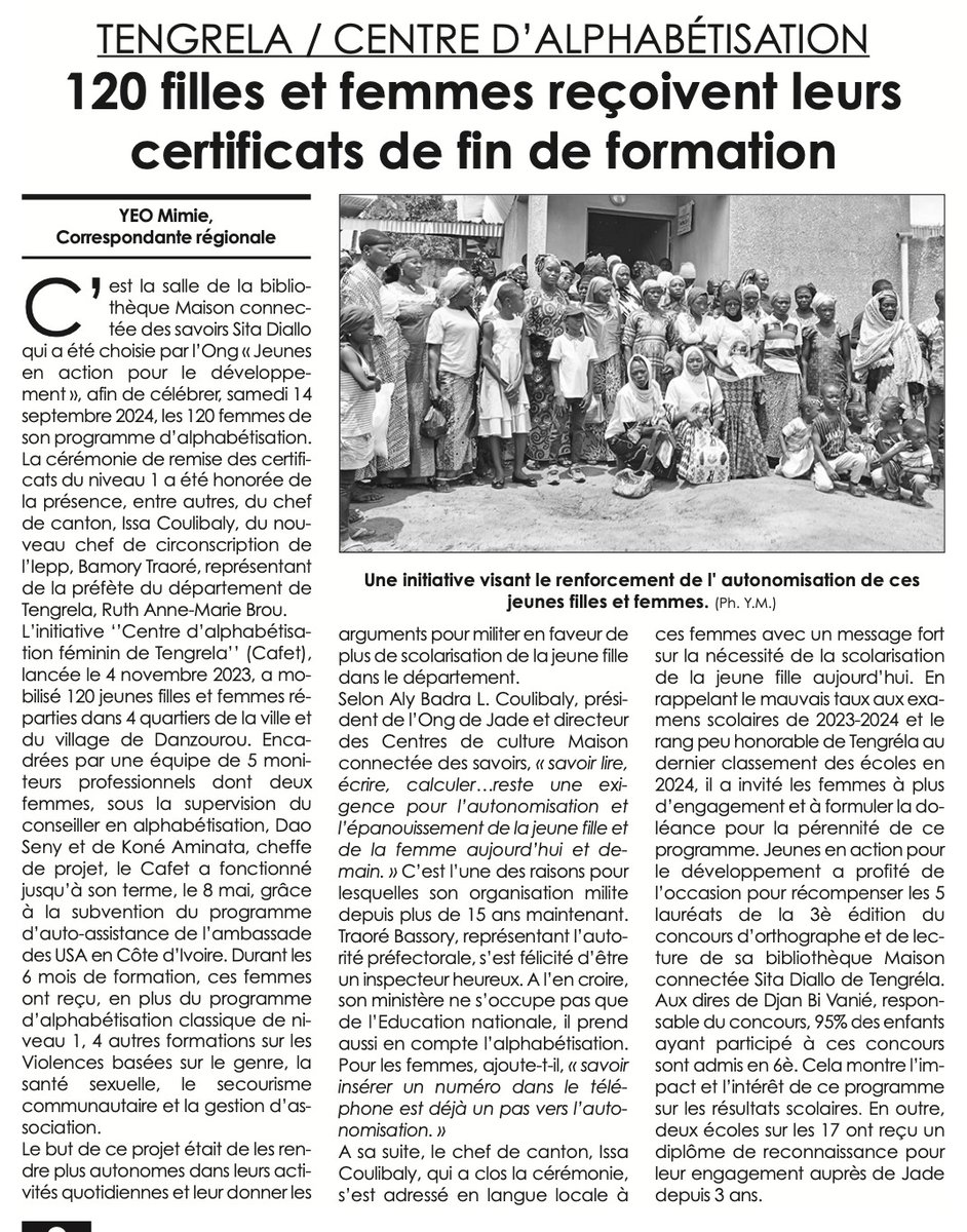 Association JADE (@ongjade_) on Twitter photo Merci à l'<a href="/Inter/">Inter ⭐⭐</a> pour cette lumière sur notre événement de Tengrela.
<a href="/OngJADE_/">Association JADE</a>
<a href="/mcdsavoirs/">Maison Connectée des Savoirs (MCDS)</a> Merci à l'<a href="/Inter/">Inter ⭐⭐</a> pour cette lumière sur notre événement de Tengrela.
<a href="/OngJADE_/">Association JADE</a>
<a href="/mcdsavoirs/">Maison Connectée des Savoirs (MCDS)</a>