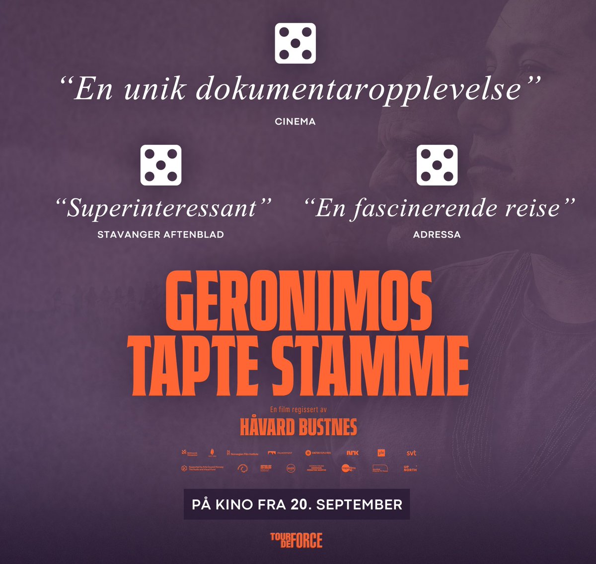 De første anmeldelsene av «Geronimos tapte stamme» har dukket opp, og så langt er det tre femmere og strålende omtale!! 🎉✨

I KVELD TORSDAG: festpremiere på Gimle Kino i #OSLO. Filmen kommer på kino i hele landet fra i morgen fredag. ‼️
