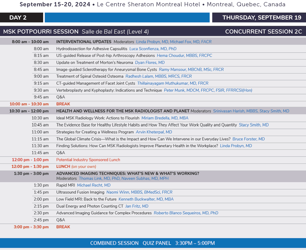 International Skeletal Society (@iss_bone) on Twitter photo Welcome to Day 2 of the #ISS2024 Refresher Course.
We again have 3 concurrent course tracks with exciting talks from world-renowned speakers lined up!
Please see the images for all details. Enjoy your day!
#MSKRad <a href="/ISS_Bone/">International Skeletal Society</a> <a href="/SSRbone/">Society of Skeletal Radiology</a> <a href="/skeletaljournal/">Skeletal Radiology</a> Welcome to Day 2 of the #ISS2024 Refresher Course.
We again have 3 concurrent course tracks with exciting talks from world-renowned speakers lined up!
Please see the images for all details. Enjoy your day!
#MSKRad <a href="/ISS_Bone/">International Skeletal Society</a> <a href="/SSRbone/">Society of Skeletal Radiology</a> <a href="/skeletaljournal/">Skeletal Radiology</a>