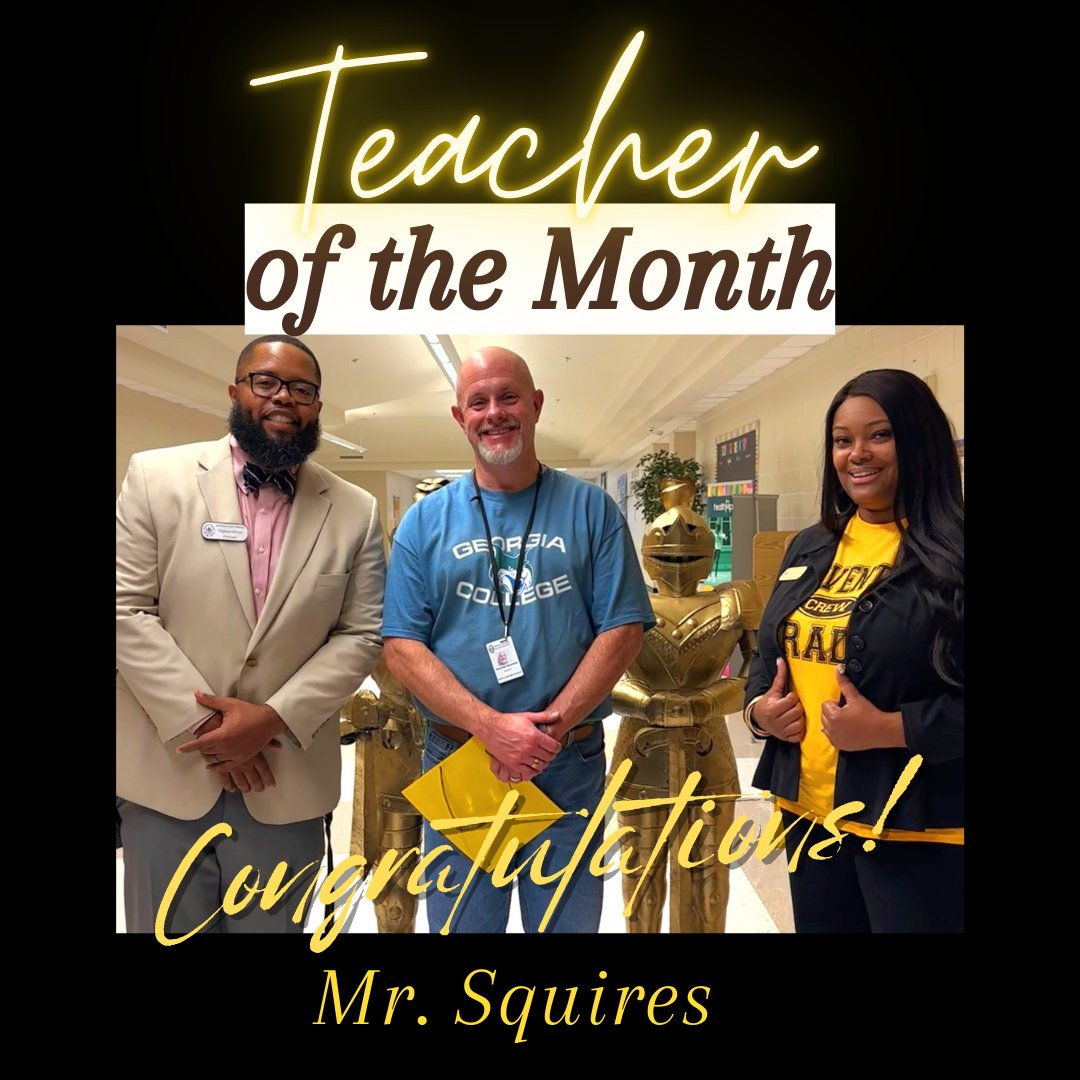 Congrats to our August Teacher of the Month, Mr. Squires! Mr. Squires is always engaged in active Instruction when you enter his classroom.
Students are always engaged during his lessons. Mr. Squires goes above and beyond the call of duty! Congratulations again Mr. Squires!!!