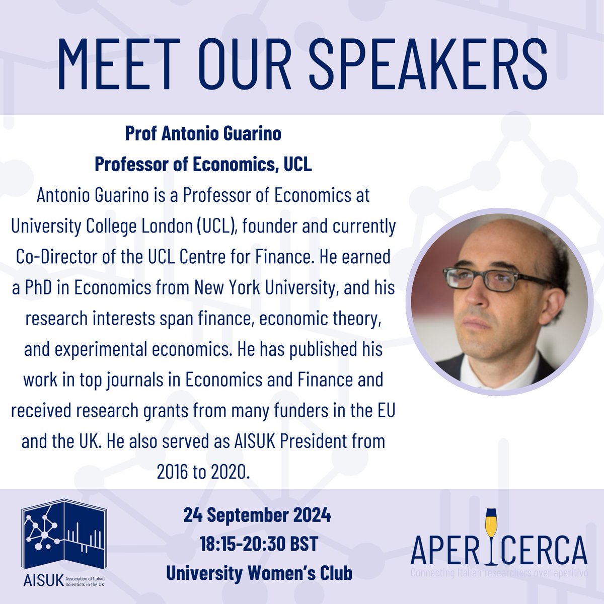 AISUK Association of Italian Scientists in the UK (@aisuk_info) on Twitter photo Only a few days left to the first #APERicerca event for Italian #ECRs 🎉
Please email apericerca.aisuk@gmail.com if you can no longer attend, so we can allocate your free spot to someone on the waiting list!
Follow us on Instagram (aisuk.info) for more info! Only a few days left to the first #APERicerca event for Italian #ECRs 🎉
Please email apericerca.aisuk@gmail.com if you can no longer attend, so we can allocate your free spot to someone on the waiting list!
Follow us on Instagram (aisuk.info) for more info!
