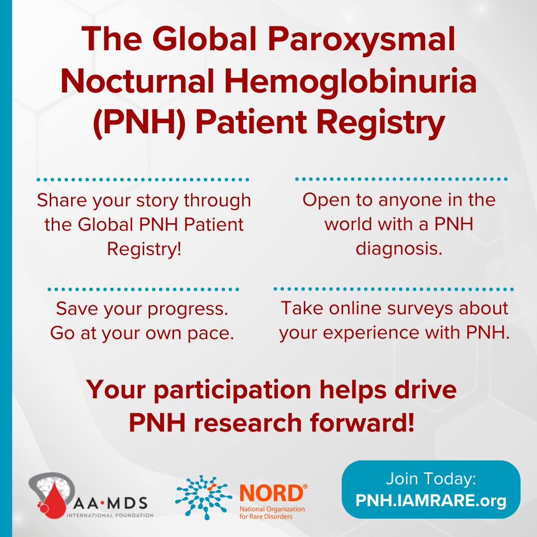 RareDiseases's tweet photo. For #PNHAwarenessWeek, we are encouraging anyone with paroxysmal nocturnal hemoglobinuria to join the #PNH Patient Registry at https://t.co/ZHcXJ0yg6B!

Each person’s journey is unique and helps to advance our understanding of #ParoxysmalNocturnalHemoglobinuria https://t.co/Wx4PELnIwq
