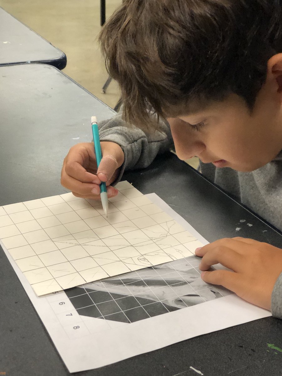 These guys are in the zone for grid drawing! Super excited to see their finished work next week. ⁦<a href="/CMSredwolves/">Clinton Middle School</a>⁩ ⁦<a href="/CCSredwolves/">Clinton Community Schools</a>⁩