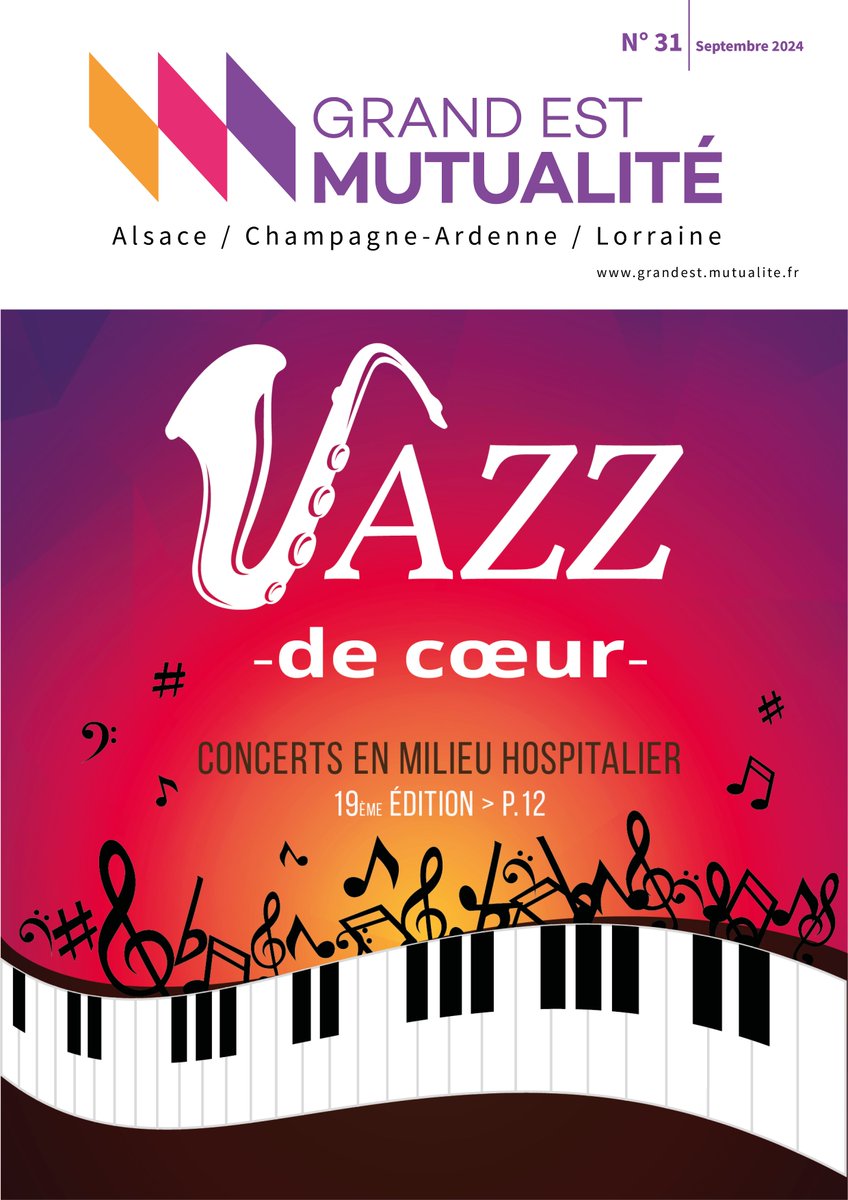 📣 Notre revue trimestrielle #GrandEstMutualité n°31 vient de sortir ! urlz.fr/shVo
▶  Les #JRMF de <a href="/mutualite_fr/">Mutualité Française</a> &amp; rencontre régionale à Metz
▶ L'#aidance aujourd'hui en France
▶ #Podcast "L'environnement au cœur de ma santé" 
▶ #JazzDeCœur : concerts hospitaliers