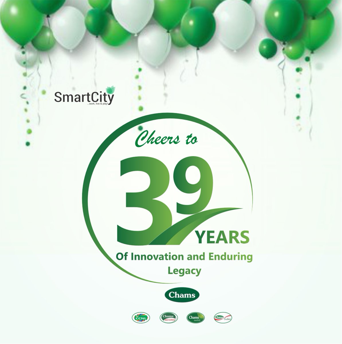 Celebrating 39 incredible years of innovation, excellence, and meaningful impact! Together with your team, you've built a legacy, and the best is yet to come. Here’s to many more years of growth and success!

#ChamsAt39 #AnniversaryCelebration #SmartCity