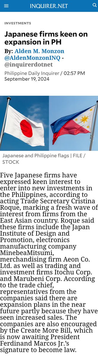 #PBBMgoodNews
#BagongPilipinas

Tapos na sa HOR sa 3 pagbasa ang CREATE MORE BILL

Tapos na rin sa Senado ng Ikalawang Pagbasa ang CREATE MORE BILL

PAGKA NAGING GANAP na Batas NAPAKARAMING KOMPANYA ang mag EXPAND at FDI na Papasok!

SIGURADO ang TRABAHO sa Admin ni PBBM!...

1/2