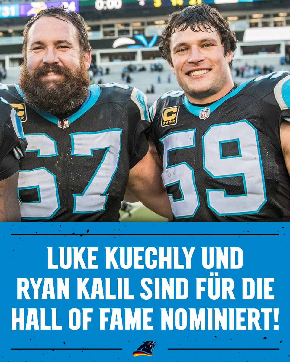 Panthers_de's tweet photo. Gestern wurde die Liste der Nominierten verkündet – unsere 2 Legenden sind dabei! 😍

Im November werden dann 15 Finalisten ausgewählt. Bei den NFL Awards im Februar könnten #Luuuke und Ryan dann für die die Hall of Fame ausgewählt werden. https://t.co/8JjDhAyCLT
