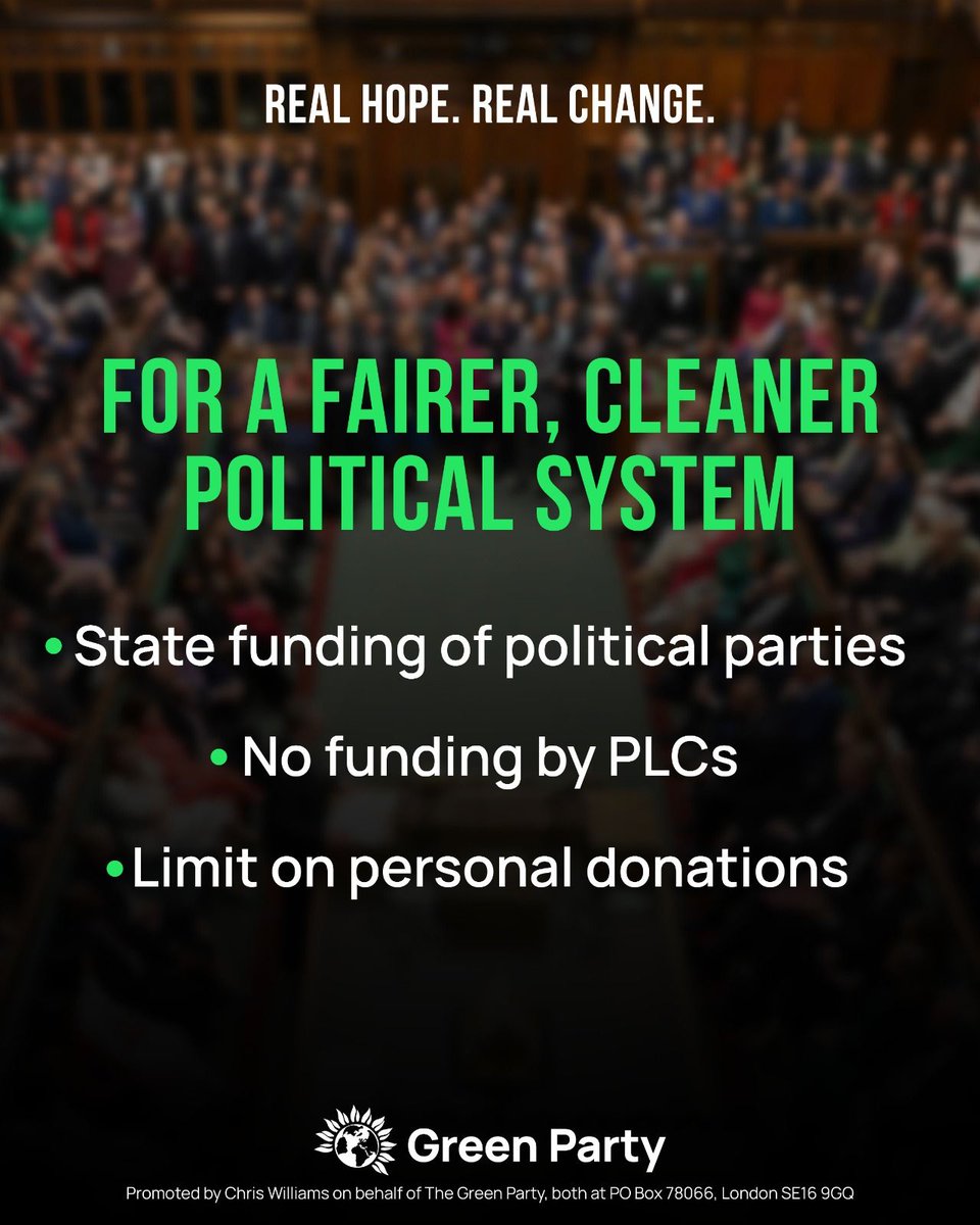 Sleaze and corruption are alive and well.

Our political system needs an overhaul to get the big money out of politics and make Westminster work for the people.

Only the Green Party has a plan to clean up our politics.