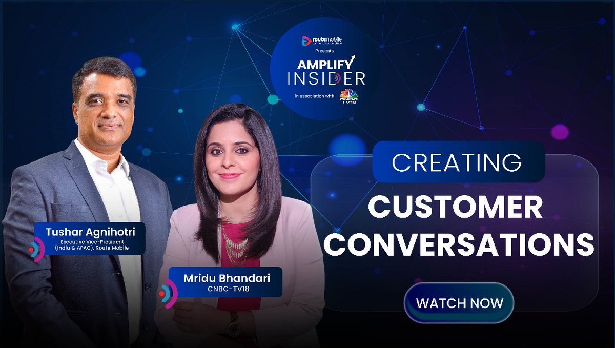 Storyboard18_'s tweet image. Watch Route Mobile Presents Amplify Insider Podcast: Creating Customer Conversations with Tushar Agnihotri &amp;amp; Mridu Bhandari 

#RouteAmplify #Cpaas #Businessmessaging #GenAI #customerexperience