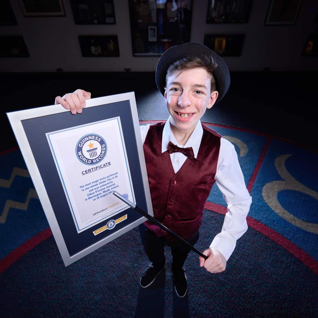 Drogheda Leader (@droghedaleader) on Twitter photo Young magician Cillian O’Connor (15) from Mornington, County Meath with his Guinness World Record certificate.
<a href="/CilliansMagic/">Cillians Magic</a> <a href="/GWR/">Guinness World Records</a>
See this week's front page for more droghedaleader.ie Young magician Cillian O’Connor (15) from Mornington, County Meath with his Guinness World Record certificate.
<a href="/CilliansMagic/">Cillians Magic</a> <a href="/GWR/">Guinness World Records</a>
See this week's front page for more droghedaleader.ie