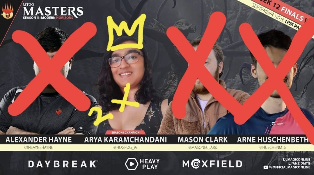 TheWillHallExp's tweet image. Last night, we crowned our champion!
We have a 2 TIME QUEEN! 

Back 2 back season wins. 
Not dropping a game all season.
Congratulations @hogpog_98 on the amazing run!
#MTGOMASTERS