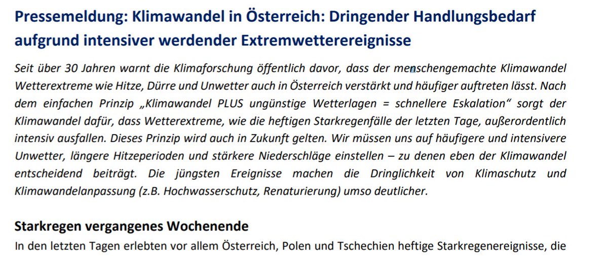 Nachdem zahlreiche Informationen über das Extremwetterereignis am Wochenende und dessen Zusammenhang mit dem KW in verschiedenen Medien herumschwirren haben wir uns gemeinsam mit Expert:innen aus dem <a href="/_CCCA_/">CCCA - Österreichisches Klimaforschungsnetzwerk</a>-Netzwerk um eine gemeinsame Einordnung bemüht.⬇️ ccca.ac.at/news/detail/cc…